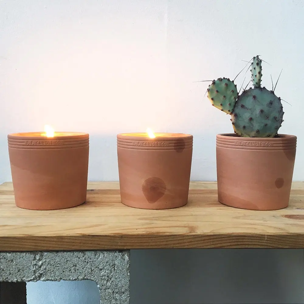 Neutral Blush Terracotta Vessel Candle Holder Pot