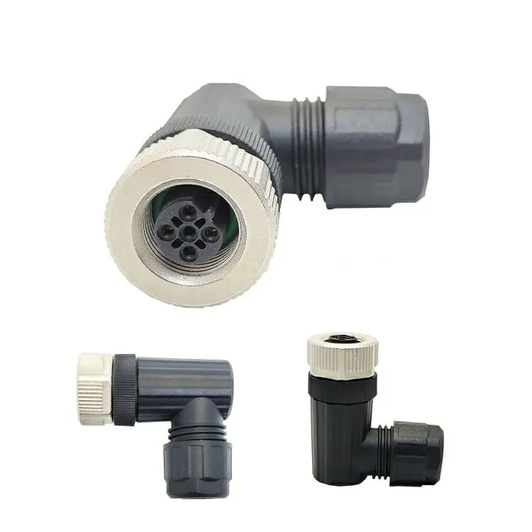 M12 4 pin plastic female male assembly plug  round connector for overmoulding