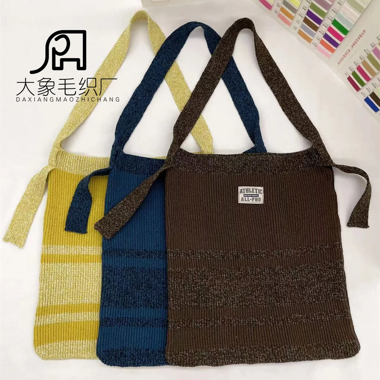 Новый товар на заказ, модная тканая трикотажная сумка через плечо в полоску для студентов, женская вязаная сумка-тоут для девочек, Повседневная сумка через плечо