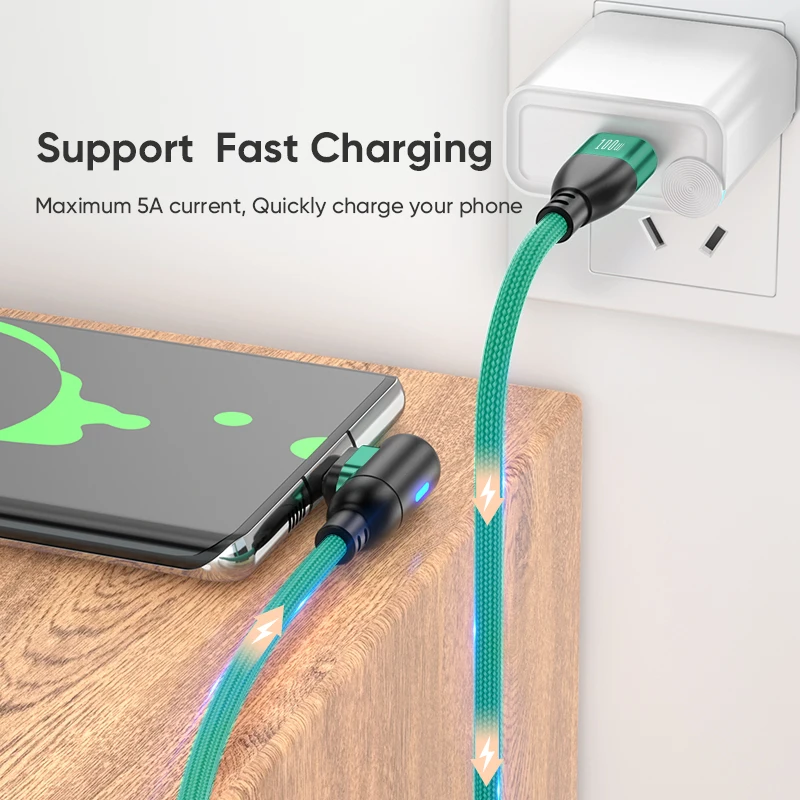 Greenport 3 in 1 Magnetic Cable 5A Fast Charging Nylon Braided Phone Charger for 24Pin/USB C/Micro Multi Magnetic Charging Cable