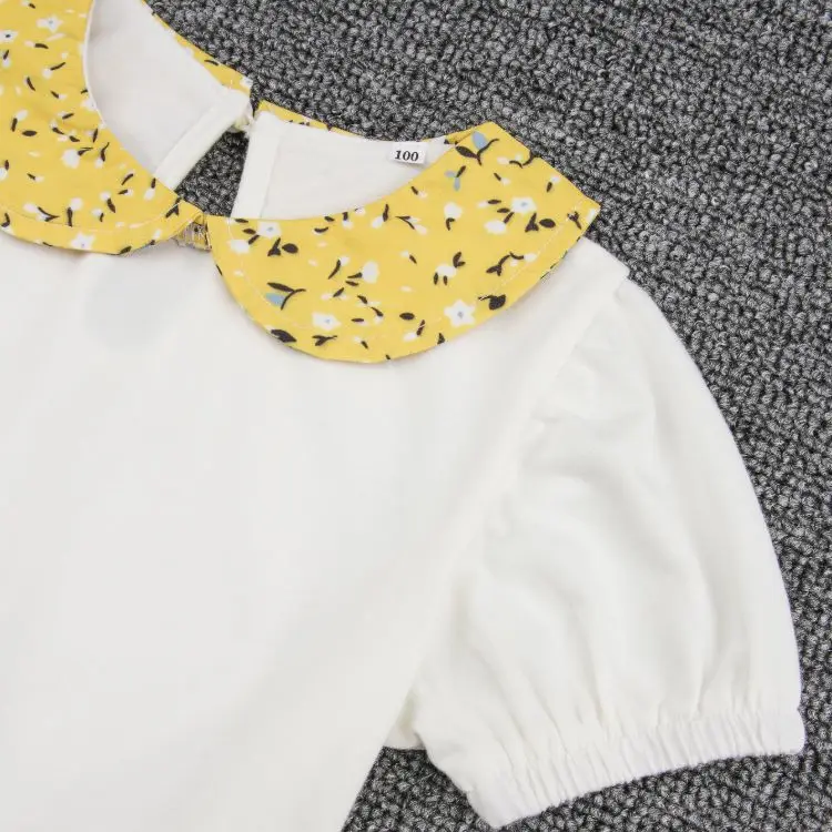 
2020 children clothes girls dresses summer toddler peter pan collar short sleeve infant baby girl floral dress 