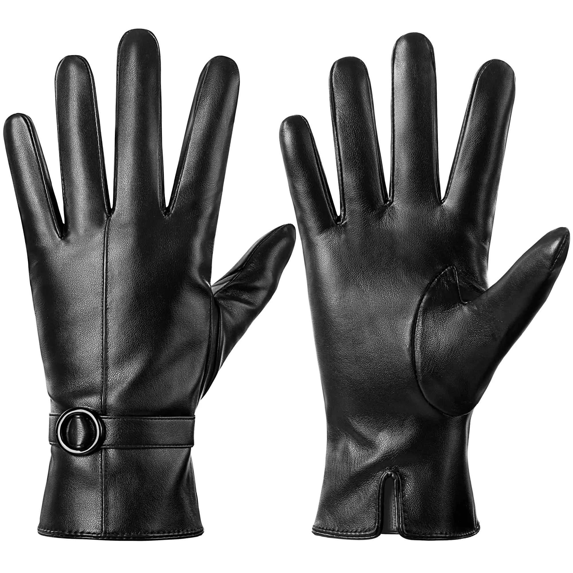 High Quality Fashion Women Girls Soft Winter Warm Touchscreen Leather Gloves PU Leather Driving Gloves