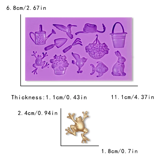 s75g frog bunny bucket fish animal garden Silicone Mold Sugarcraft mould DIY Chocolate Baking Tools Cake Fondant tool Decoration