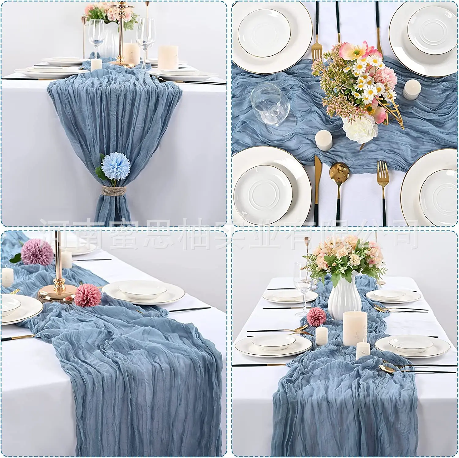 Thickened pleated cloth table flag holiday party wedding arrangement decoration crumpled cloth table flag wholesale