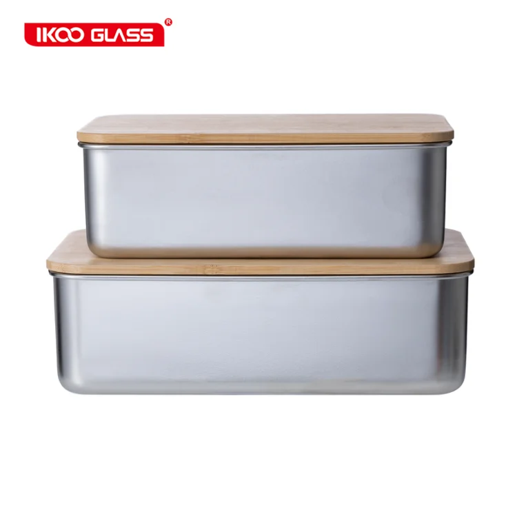 Japanese Bento Box stainless steel lunch box with bamboo lid