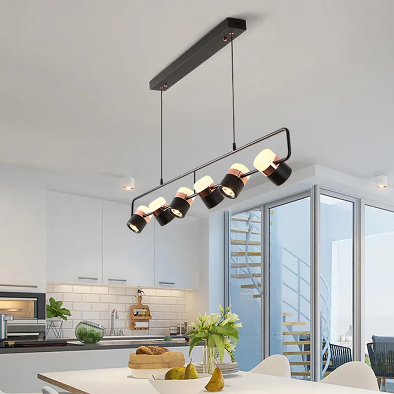 Modern Led Chandelier Lighting White Black Simple Restaurant Cafe Bar Art Hanging Lights Nordic Dining Room Island Pendant Lamp