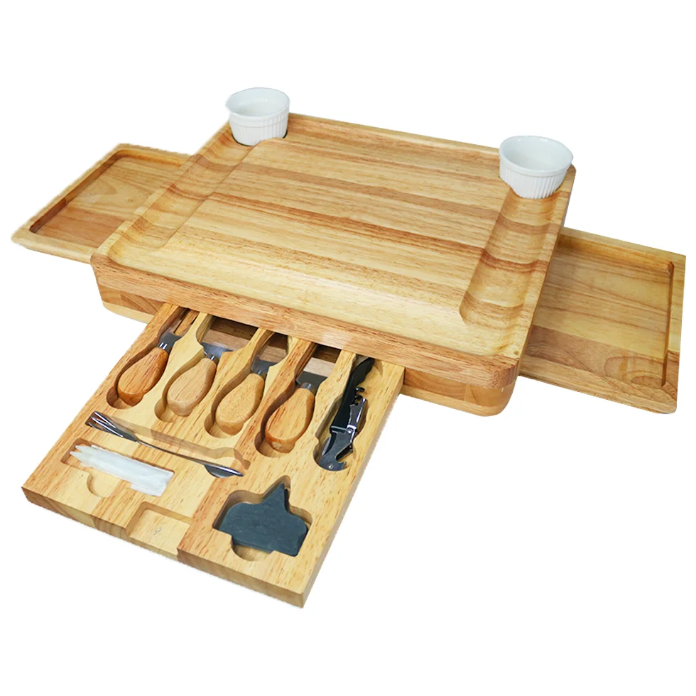 Amazon top seller 2022 home  kitchten With Slide Out Drawer Acacia Bamboo Cheese Board Charcuterie Platter