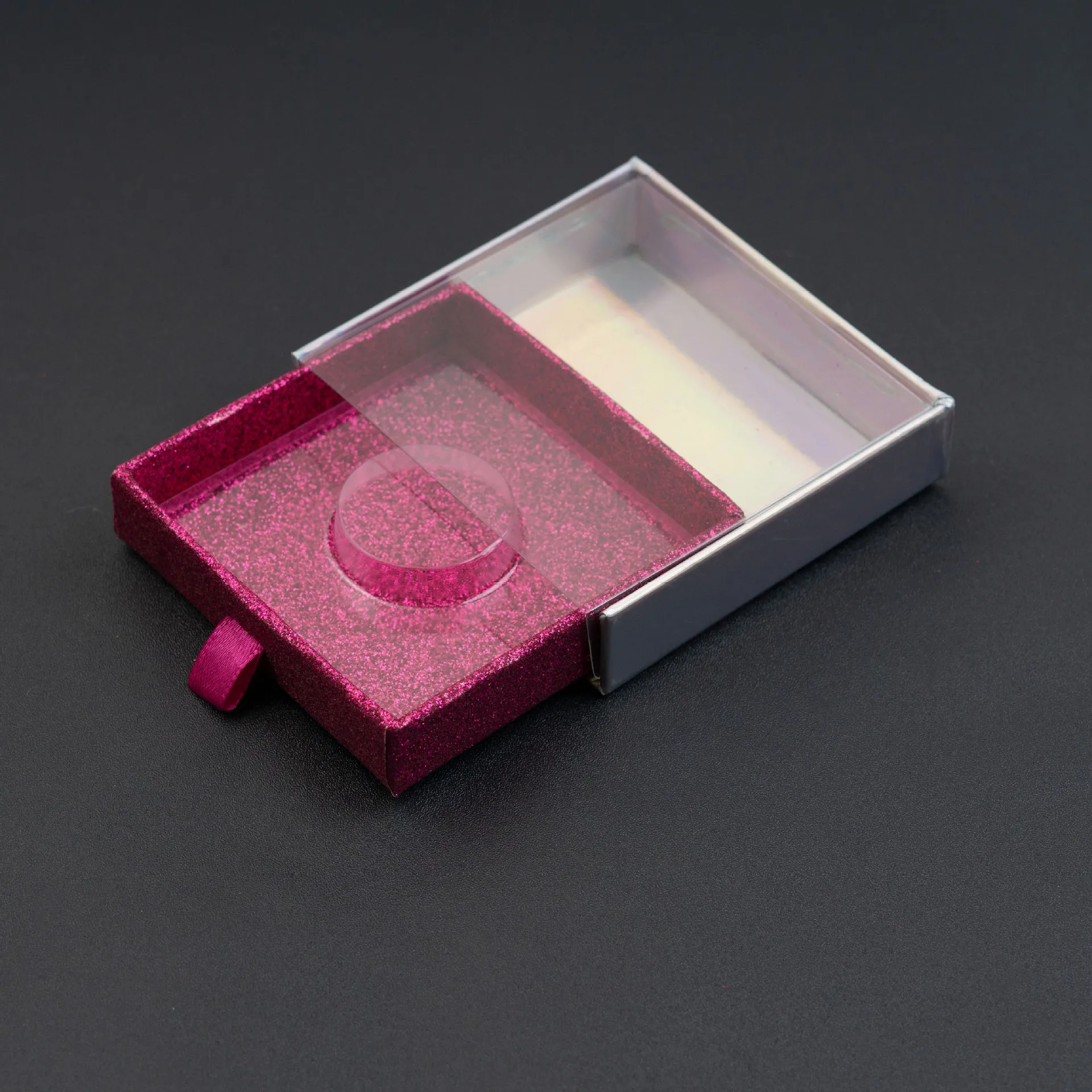 Custom logo paper square triangle empty eyelash tray plastic luxury packaging box 2019 cardboard with mirror glitter wholesale