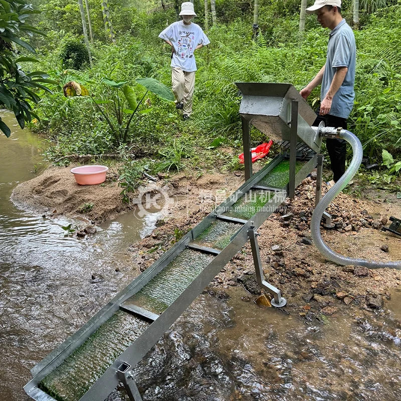Alluvial fine gold recovery sluice box river outdoors gold mining equipment