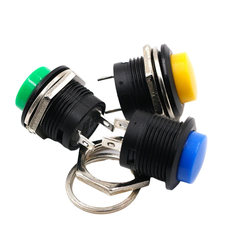 10pcs 16mm Momentary Push Button Switch OFF (ON)  Self-reset pushbutton switches 6A/125VAC 3A/250VAC Round Switch R13-507