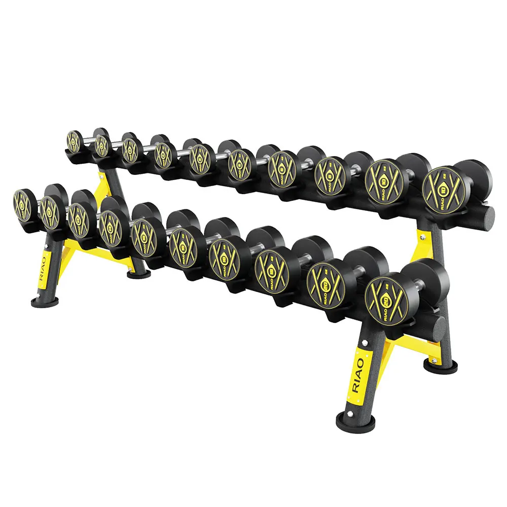 Factory Direct Selling Commercial High Quantity Gym Equipment 2 Tier 10 Pair Round Dumbbell Stand Rack