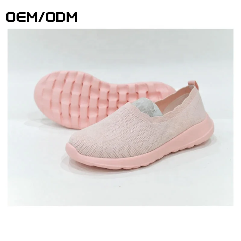 OEM ODM Walking Loafers Maker  China Customized Hot Sale Lightweight Outdoor JIANER Pink Women Flat Casual Shoes