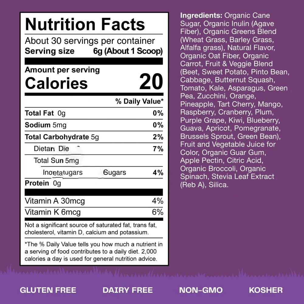 Kidz Superfood Organic Greens Fruits Veggies Beet Root Powder Probiotics for Healthy Kids Berry Blast