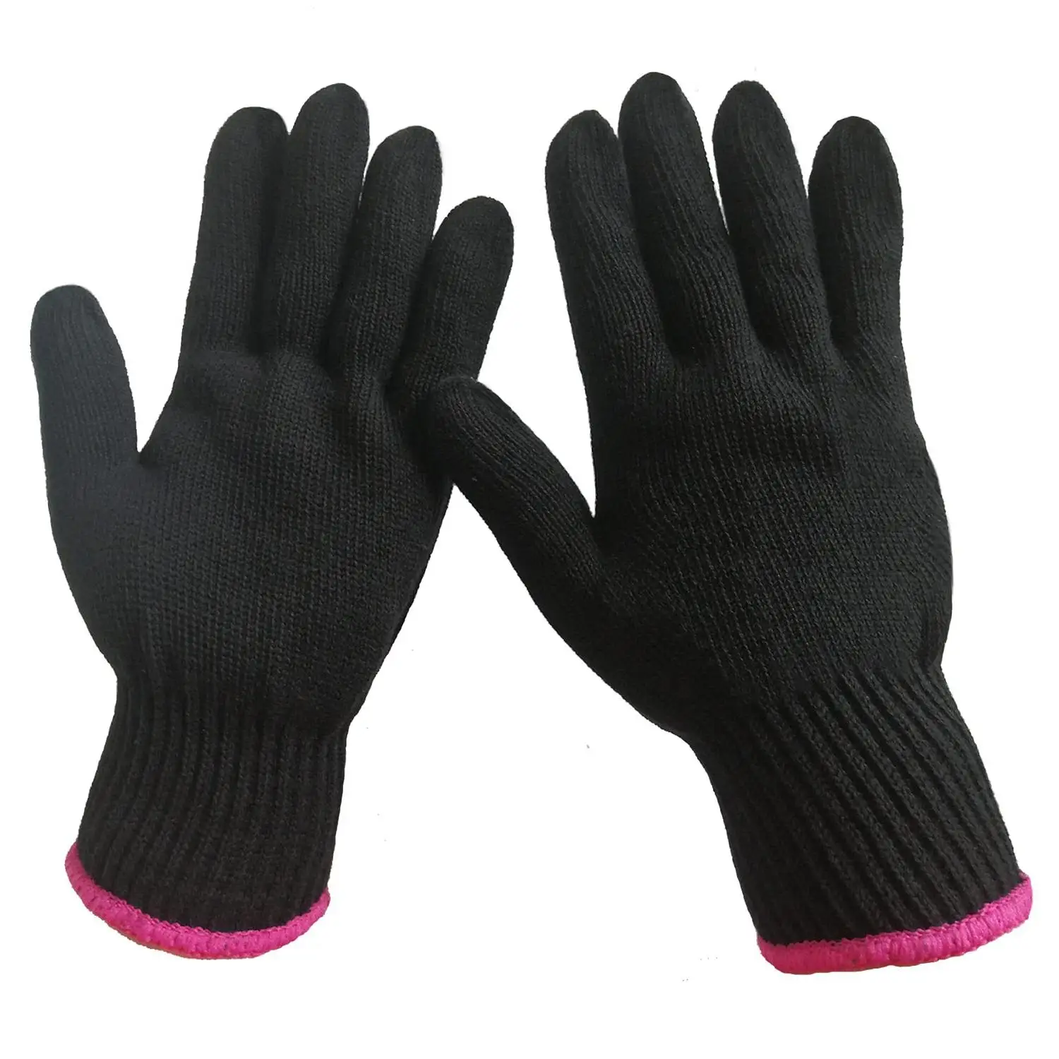 Biumart Heat Resistant Gloves for Hair Curler Straightener Hand Protection Silicone Anti-slip Black Styling