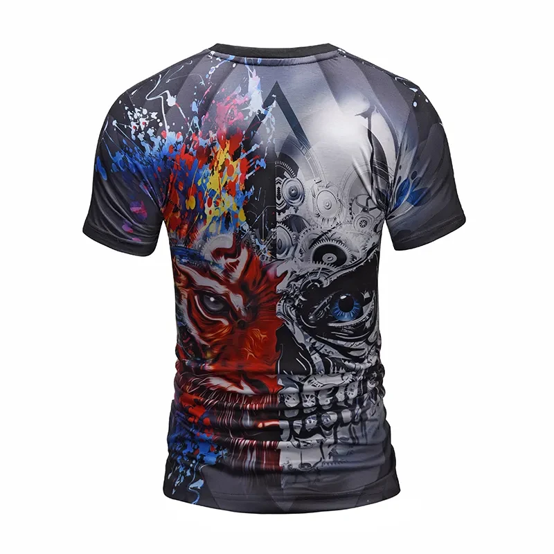 Huiyi Factory Custom design color O Neck All Over Print T Shirt short sleeve Plus Size Men Full Printing TShirt