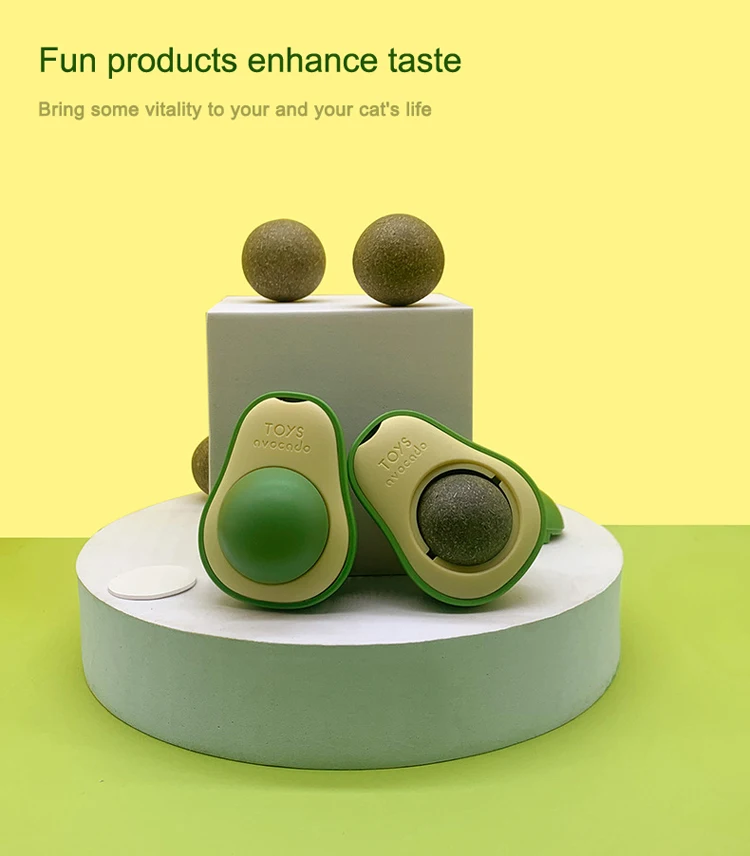 Hot Sale New Rotating Eco Friendly Cat Licking Interactive Avocado Catnip Ball Treat Pet Toys
