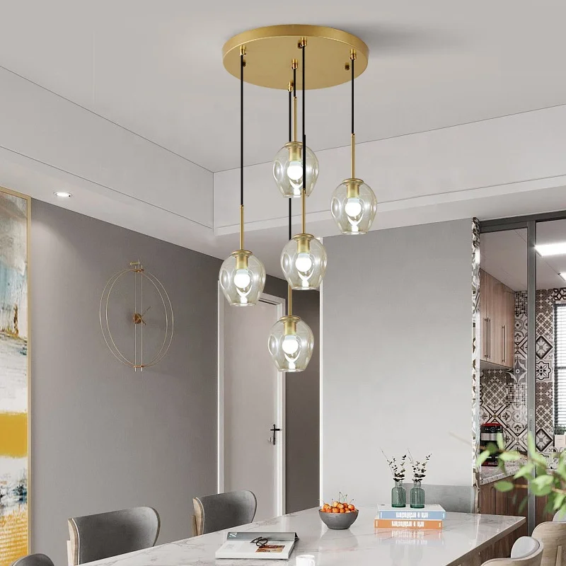 Modern minimalist coffee bar glass pendant lamps clothing store restaurant 3 glass pendant lighting