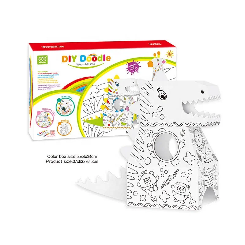 3D Animal Puzzle Wearable Corrugated Cardboard Carton Animal DIY Manual Training Early Education Games Interaction Toys