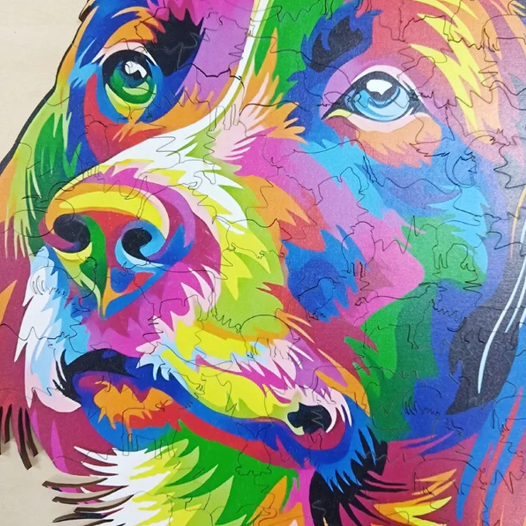 Hot Product Identical Interlocking Printed Adult Laser Cut Wood Animals Jigsaw Puzzle