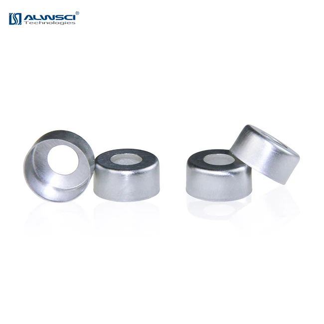 ALWSCI 1.5ml crimp top hplc vials 11mm pp cap w red PTFE white silicone septa glass bottle aluminum cap 11-SP3002