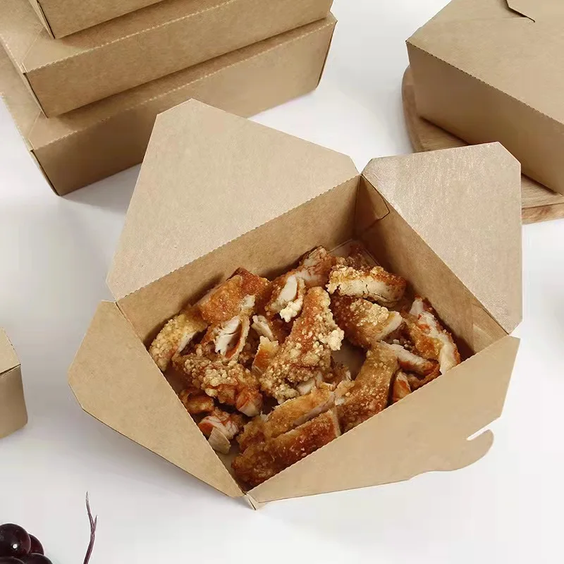 Kraft Paper Fast Food Take Away Lunch Sushi Salad Chicken Hamburg Cake Cookie Noodle Packing Box