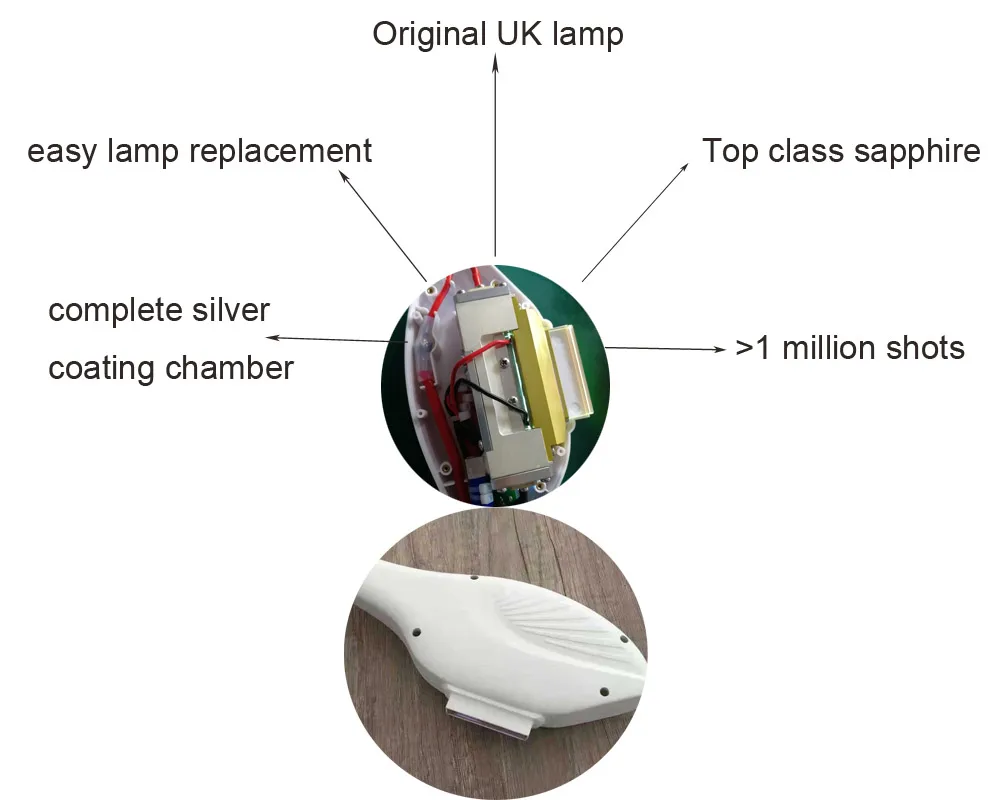 
500,000 shots IPL OPT SHR handle spare parts with England UK lamp 