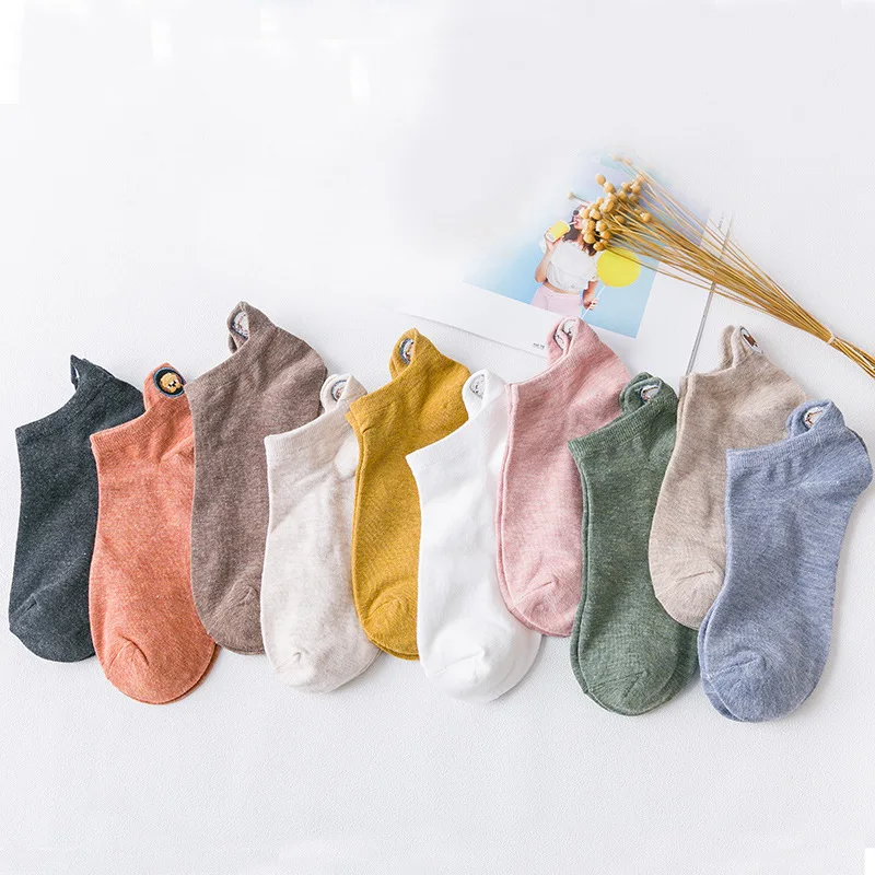  Красочные Короткие хлопковые носки с вышивкой милые короткие животных для девочек и