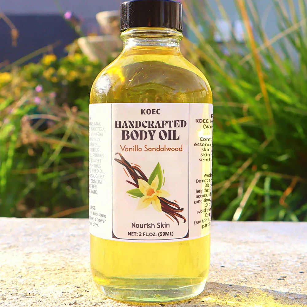 KOEC Handcrafted Vanilla Sandalwood Body Oil For Smooth and Silky Skin Moisturizer Fragrance Body Care Accept Customized Logo