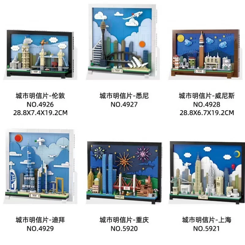 Wange 4928 Dubai City postcard small particle patchwork wall painting hanging creative photo decoration Building Blocks Sets