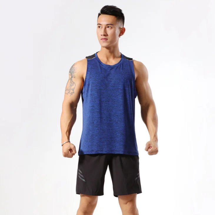 Men Gym soft fabric with strip tank tops Wholesales cheap quick dry vest New design Customs logo tops