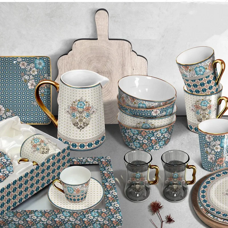 Hot Sale Mug Set Tea Set One Teapot 4 Cups twine glass Ceramic Coffee Mug Set