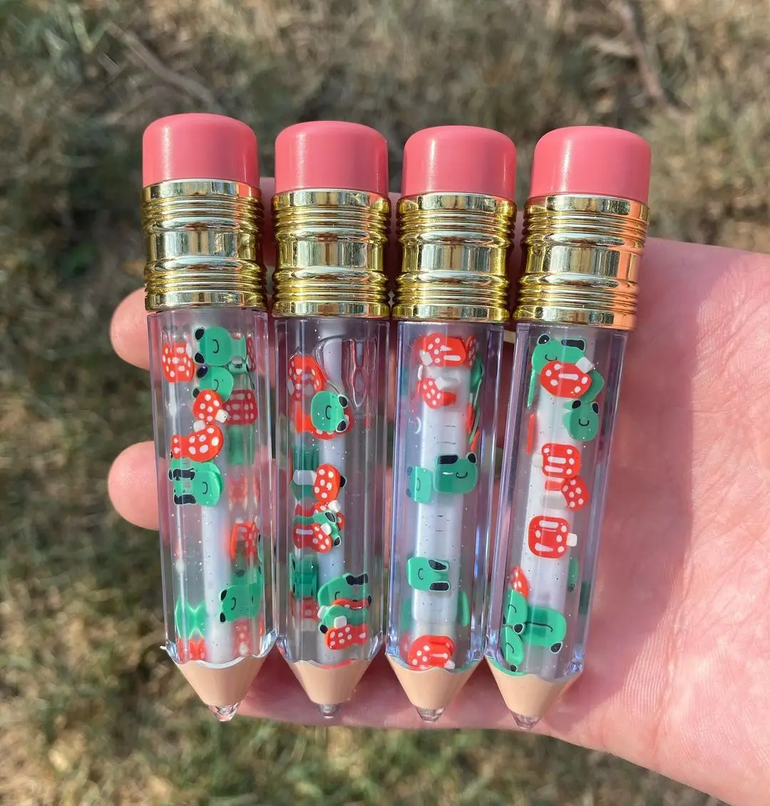 2021New Base Vendor Private Label Clear Custom Vegan Glitter Girl natural Wholesale Cute Pouches Flower Lipgloss Lip Gloss