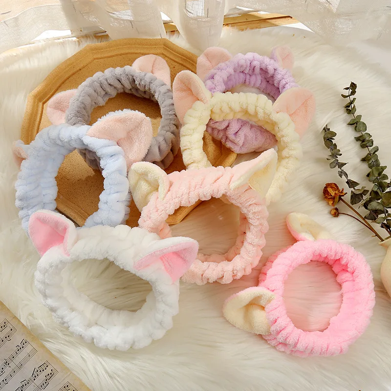 Wholesale custom high-end beauty salon special face wash makeup spa comfortable soft cat ears hair band for women