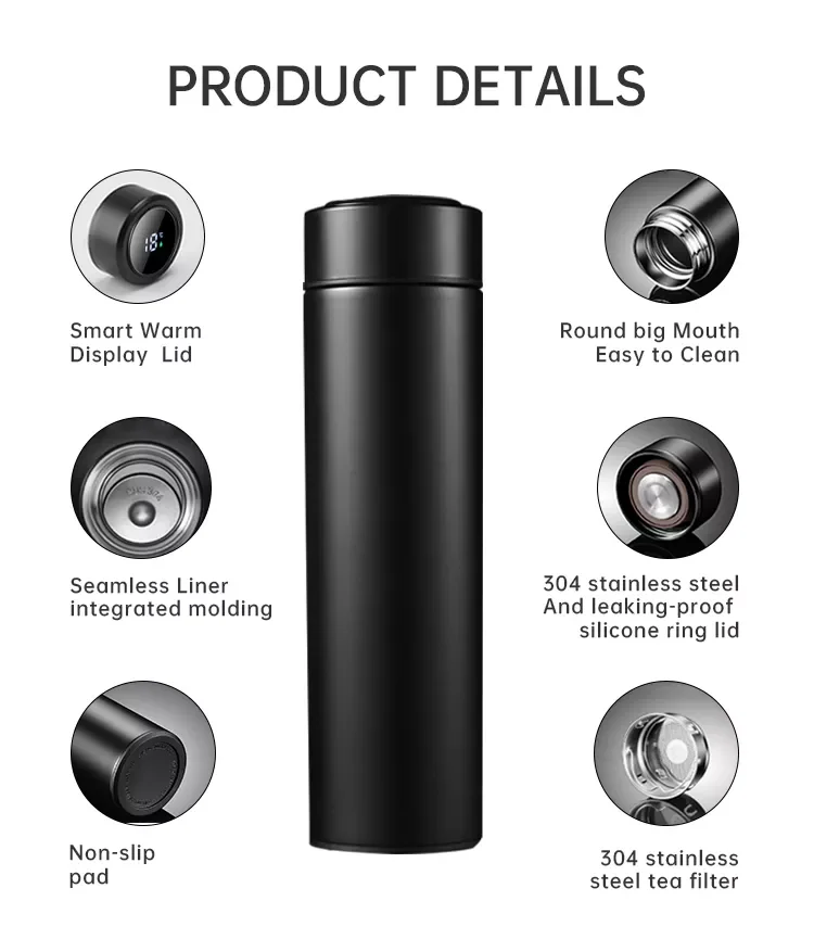 temperature bottle termo inteligente infuser water bottle vacuum flasks tea cup with infuser