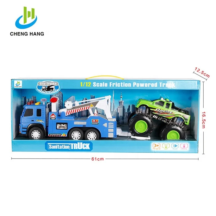
2019 toy rc car tow truck and trailer model plastic rescue vehicle 