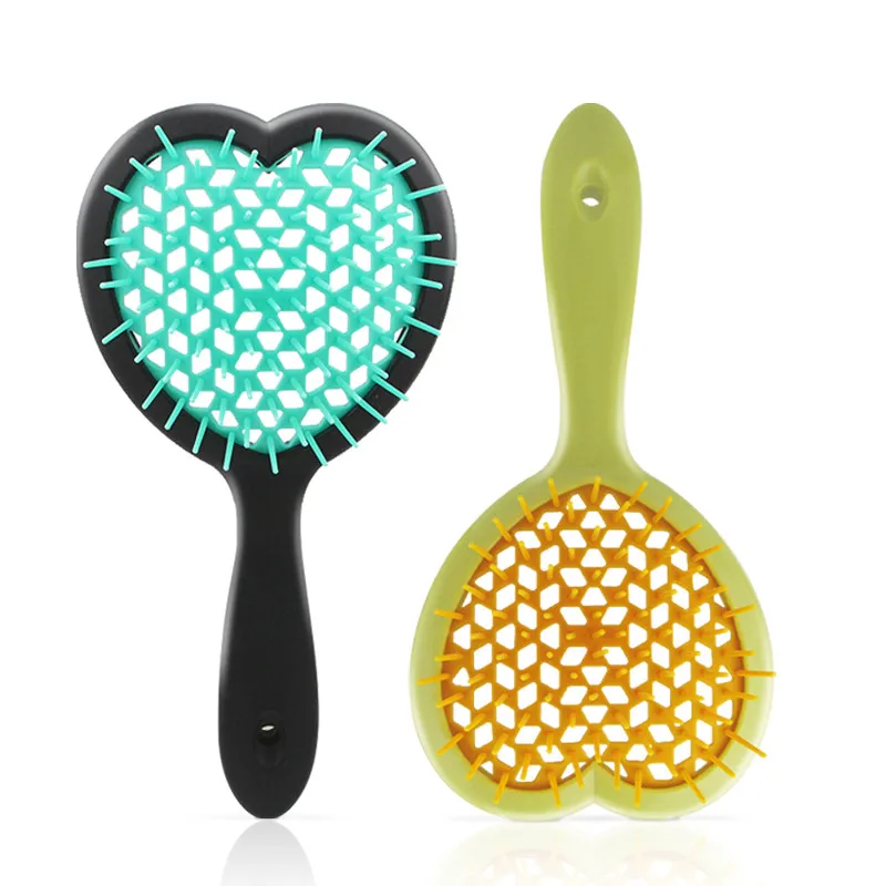 Custom Hear Shape Plastic Hollow-carved Comb Hollow Out Massage Styling Hair Brush Vent Paddle Mesh Detangling Hairbrush