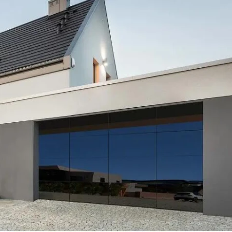 Modern Aluminum Seamless Mirror Tempered Glass Garage Door With Hardware Opener Cheap Low Price