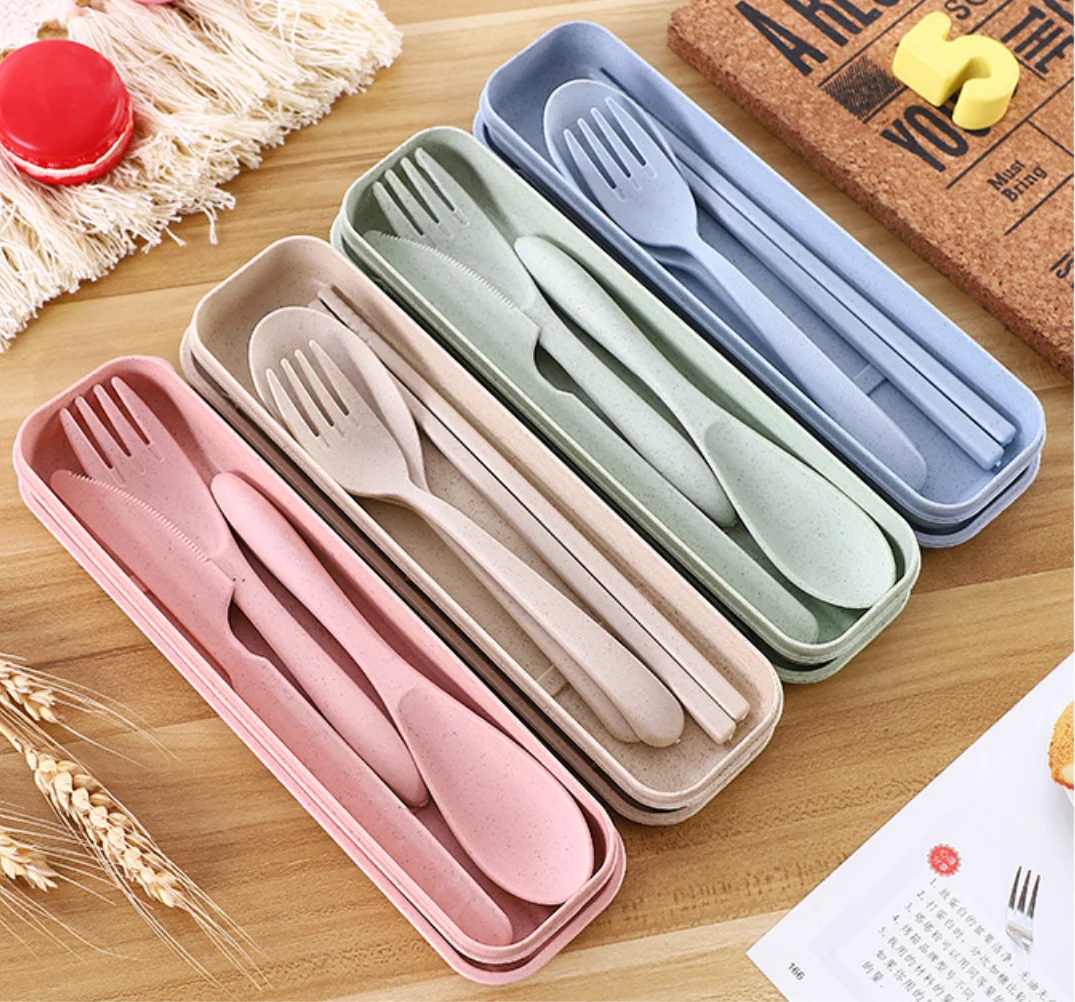 02 Reusable Plastic Fork Spoon Knife Set Portable Dishwasher safe Plastic Flatware Cutlery Set Custom