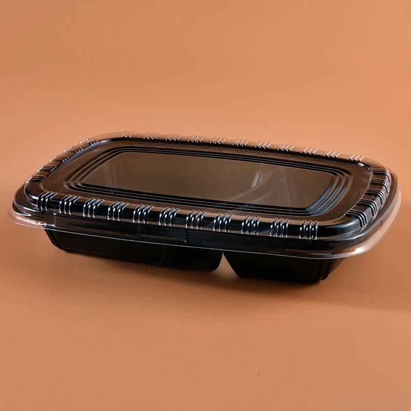 Thermoforming Plastic disposable 2 compartments lunch box packaging organizer container