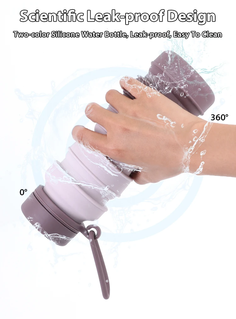 Portable Foldable Silicone Gym Sports Collapsible Travel Water Bottle Oem Fold Silicone Outdoor Drink Squeeze Gym Water Bottles