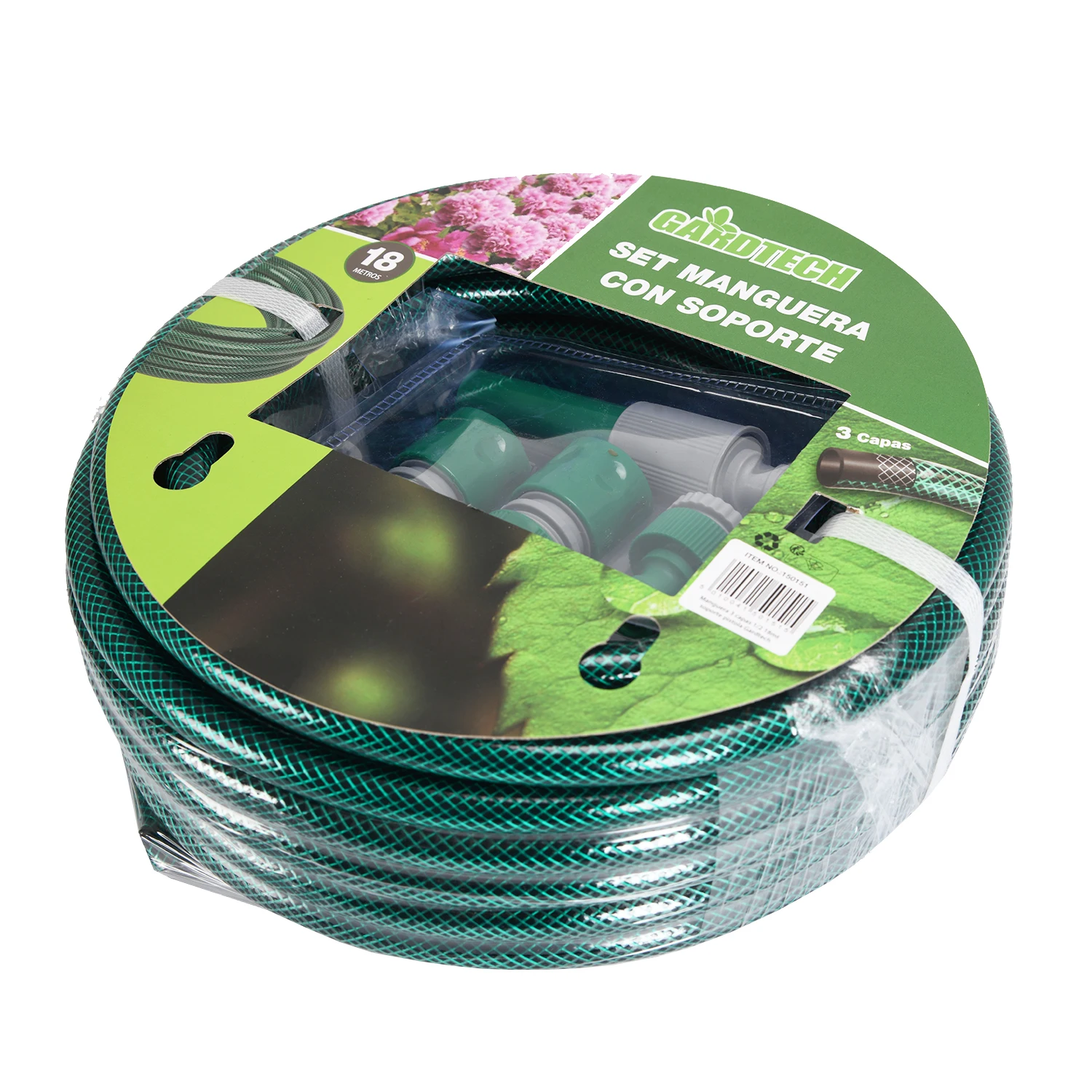 Winslow & Ross 15m garden water hose B.P. 15 bar three layers pvc braided hose pipe with hose holder