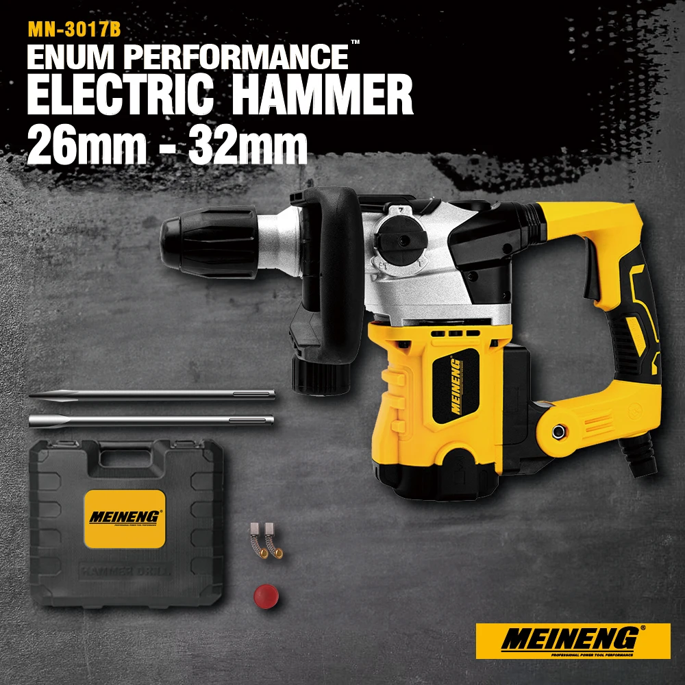 MEINENG 3017 High Quality DIY Grade Electric Rotary Hammer Tool 40mm Max Drilling Diameter 28mm Max Drill Size