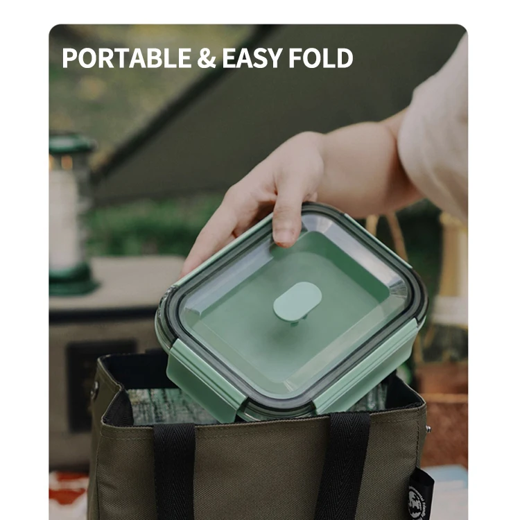 IKOO collapsible china wholesale silicon food storage containers foldable silicon lunch box