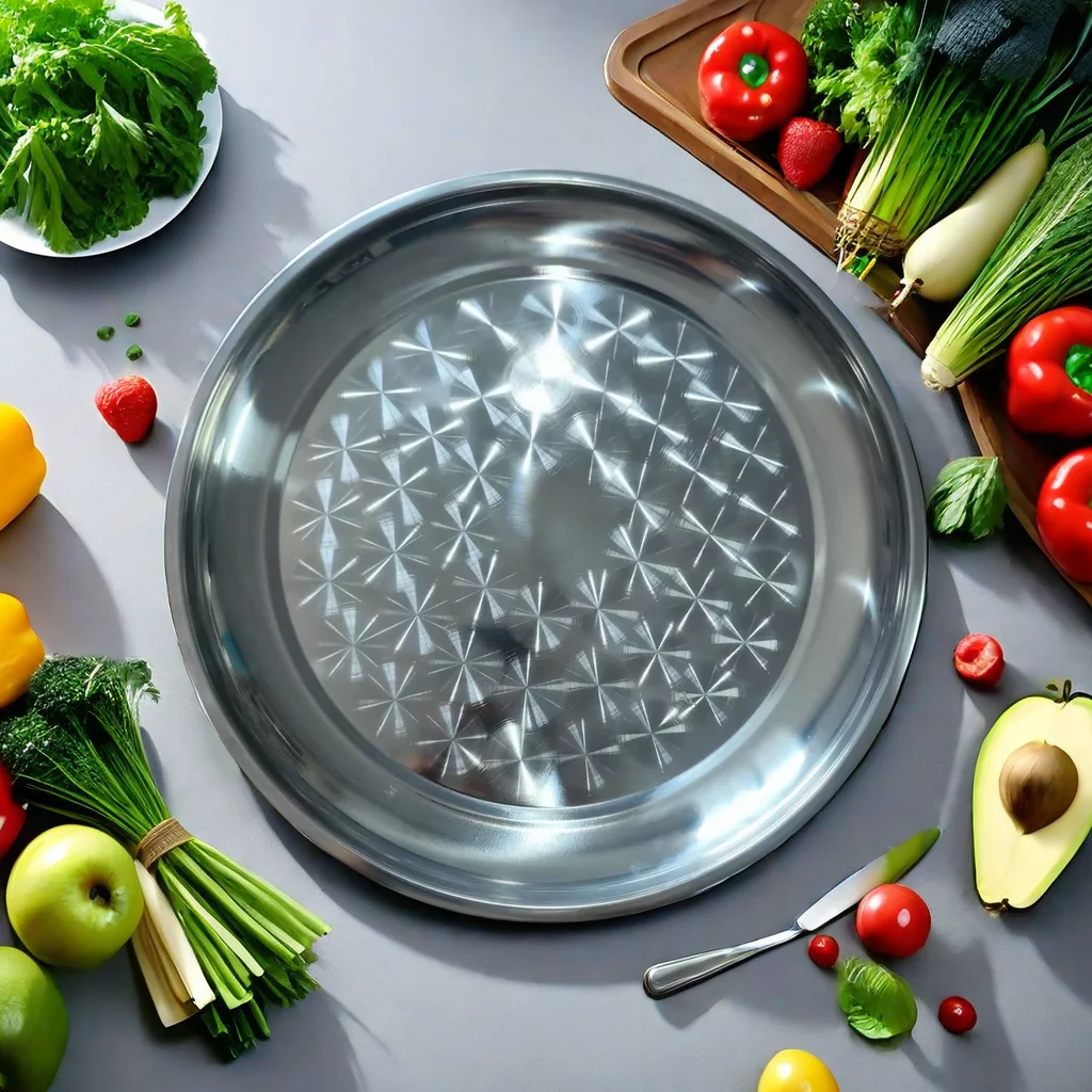 Wholesale Stainless Steel Round Fruit Plate Metal Sliver Plate Barbecue Plate Steel Food Serving Trays