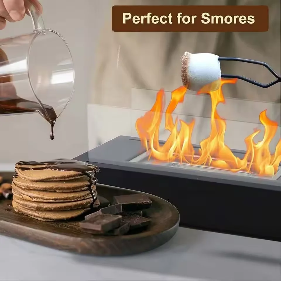 Ourwarm Rectangular Tabletop Outdoor Indoor fire pit table top fire pit Bioethanol fireplace tabletop fire pit for patio