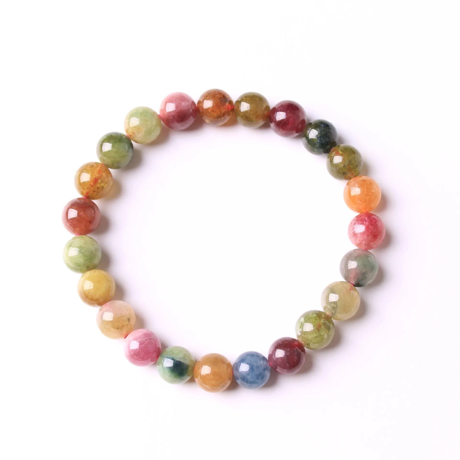 Fast arrival Natural colorful stone round beads paraiba Tourmaline single ring bracelet fashion jewelry For Girlfriend gift