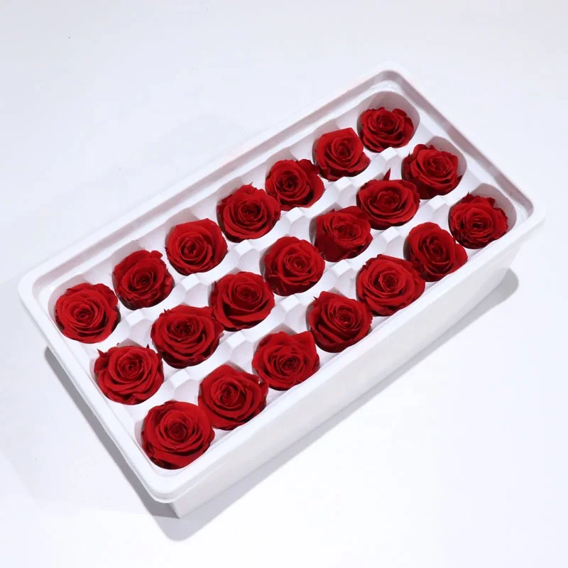 2-3cm 21 Pcs  A Grade Mini Preserved Red Roses Heads Eternal Forever For Gift Wedding Party and Home Decoration