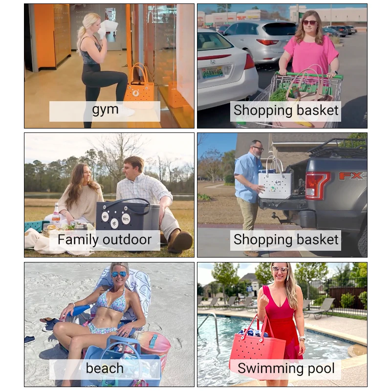 Hot sale EVA Beach Tote bag High Quality Bogg Silicone bogg waterproof Rubber Beach Bag bogg bag beach medium