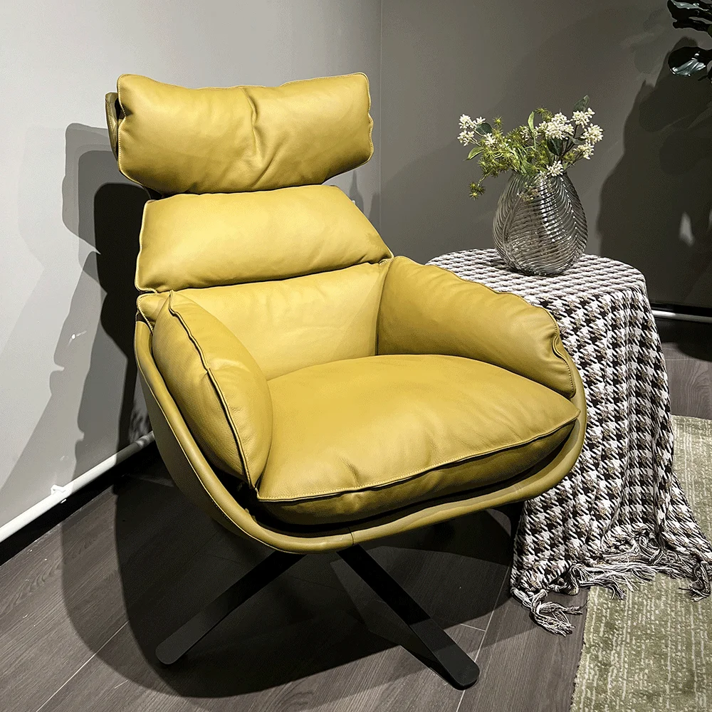 Yilin furniture single seat leather sofa chair relax chair modern cow leather sofa chair