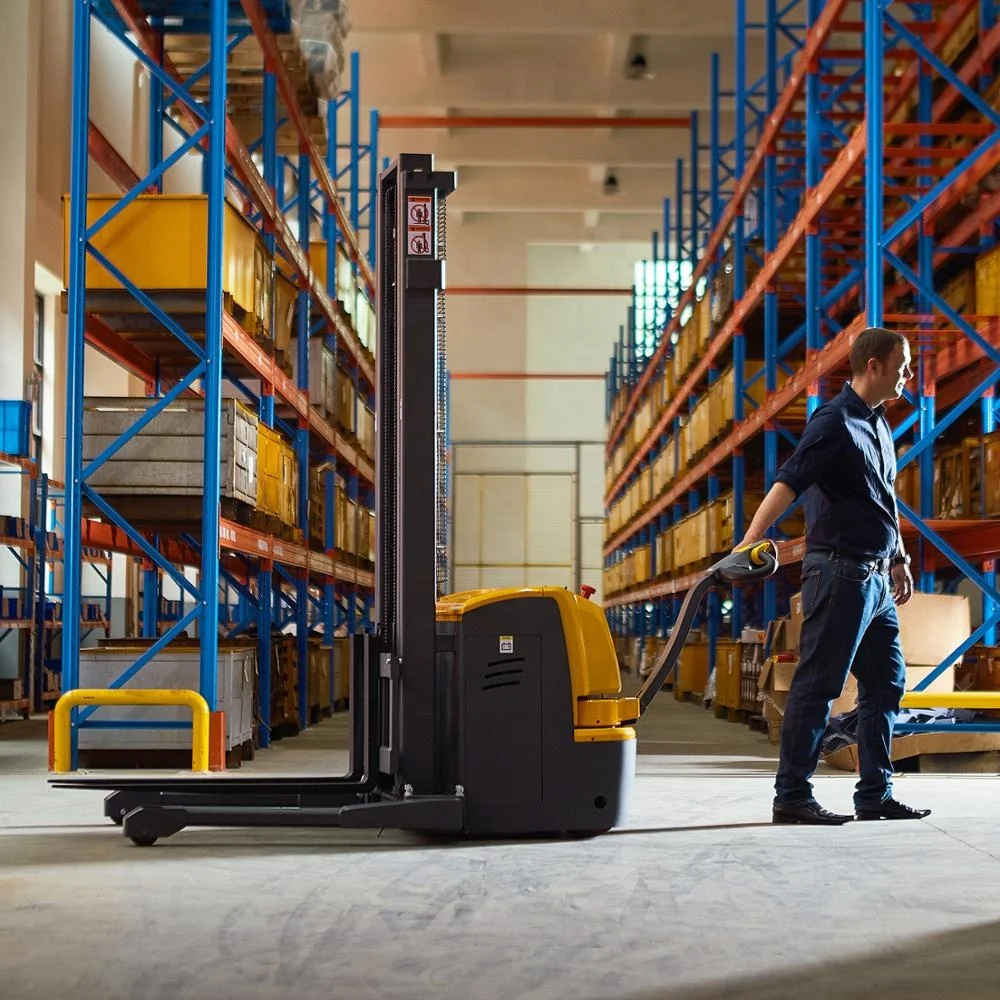 Xilin 1000kgs 1ton 2200lbs Electric Walkie Straddle Stacker With Adjustable forks  Max.lift height 3 m OEM